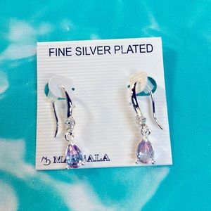 Teardrop shaped light purple and pink dangle earrings